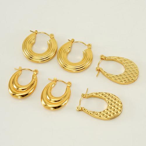 Stainless Steel Leverback Earring, 304 Stainless Steel, 18K gold plated, fashion jewelry & for woman, golden 