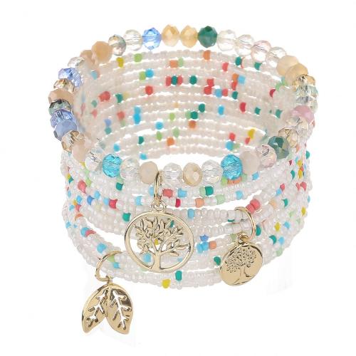 Glass Seed Beads Bracelets, Zinc Alloy, with Glass Beads & Seedbead & Crystal & Plastic Pearl & for woman 