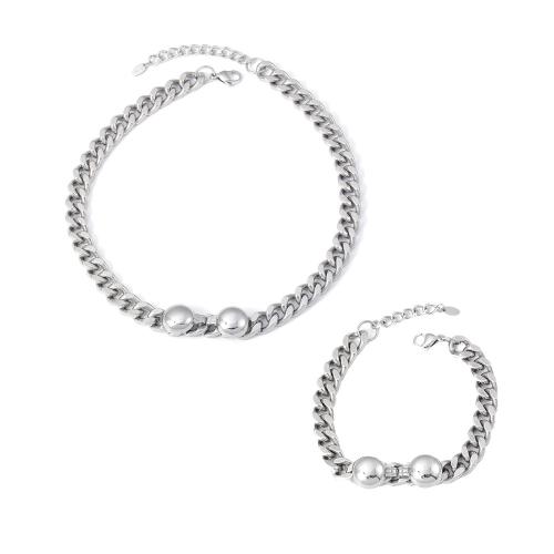 Ensemble de bijoux en acier de titane, Acier inoxydable 304, Placage, bijoux de mode & styles différents pour le choix & pour femme, couleur originale, Vendu par PC