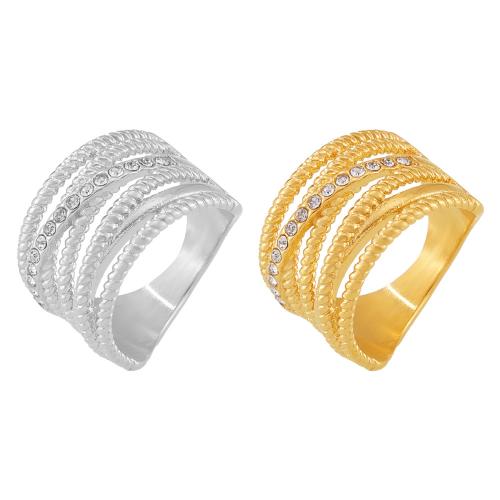 Bague en acier inoxydable , Acier inoxydable 304, Placage, multicouche & normes différentes pour le choix & pour femme & avec strass, plus de couleurs à choisir, Vendu par PC