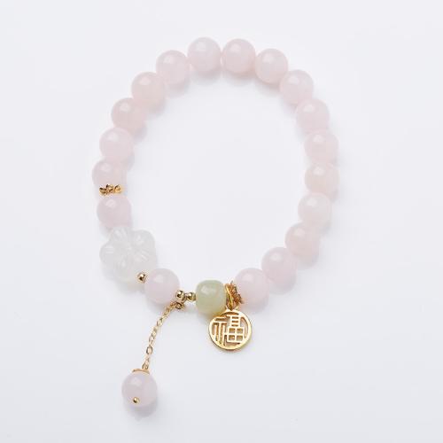 Quartz Bracelets, Rose Quartz, with White Agate, handmade, fashion jewelry & for woman Approx 14-16 cm [