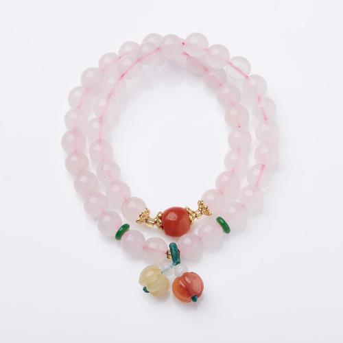 Quartz Bracelets, Rose Quartz, with Lighter Imperial Jade, handmade, fashion jewelry & for woman Approx 32 cm [