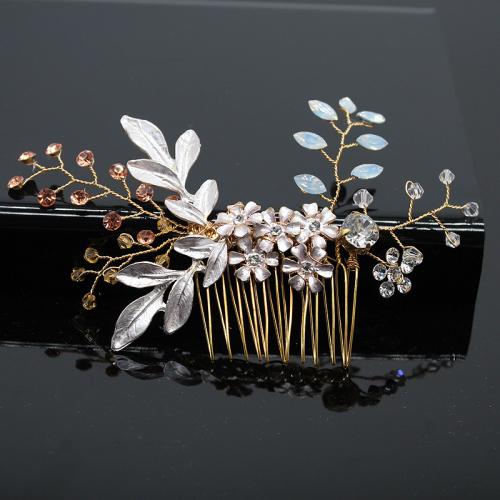 Decorative Hair Combs, Zinc Alloy, fashion jewelry & for woman & with rhinestone 