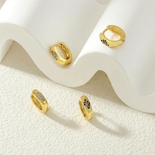 Cubic Zirconia Pendiente Brass Micro Pave, metal, Esférico, chapado en color dorado, micro arcilla de zirconia cúbica & para mujer, más colores para la opción, Vendido por Par