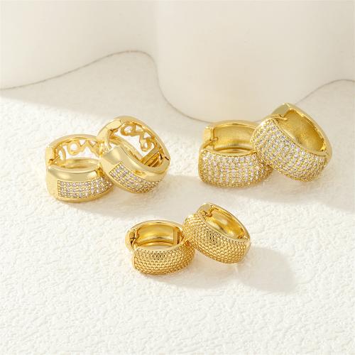 Cubic Zirconia Pendiente Brass Micro Pave, metal, chapado en color dorado, diferentes estilos para la opción & micro arcilla de zirconia cúbica & para mujer, más colores para la opción, Vendido por Par