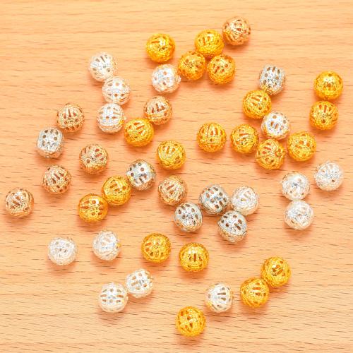 Iron Hollow Beads, Round, plated, DIY 