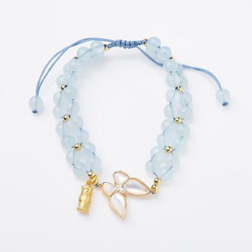 Aquamarine Bracelet, with Brass, handmade, fashion jewelry & for woman Approx 14-16 cm [