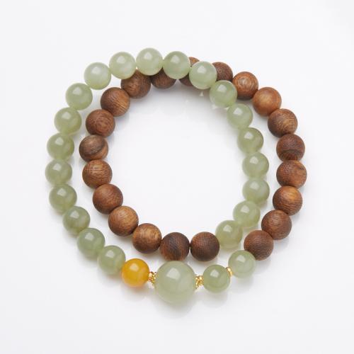 Jade Bracelets, Aloewood, with Hetian Jade, handmade, fashion jewelry & Unisex Approx 32 cm 