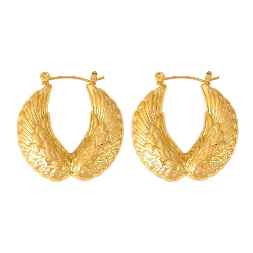 Boucle d'oreille en acier inoxydable Dangle, Acier titane, forme d'aile, Placage, bijoux de mode & pour femme, plus de couleurs à choisir, Vendu par paire