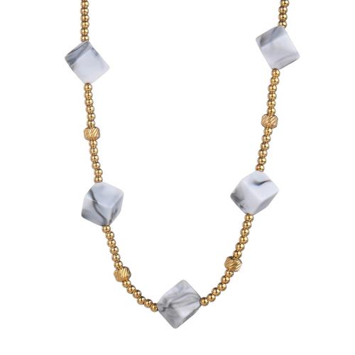 Stainless Steel Jewelry Necklace, 304 Stainless Steel, with Resin, with 5cm extender chain, gold color plated, fashion jewelry & for woman cm 