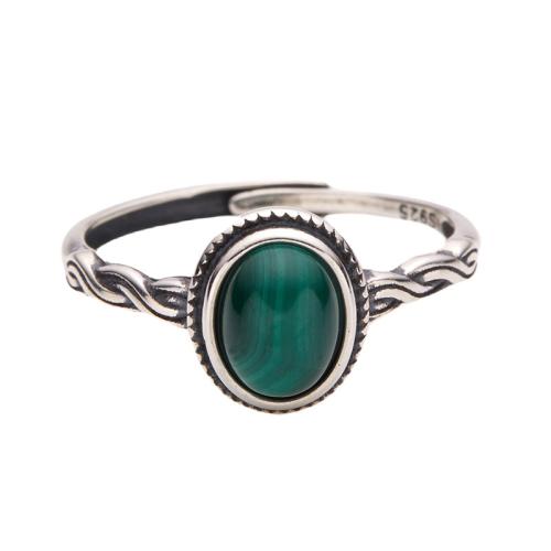 925 Sterling Silver Cuff Finger Ring, with Gemstone, vintage & for woman, US Ring 