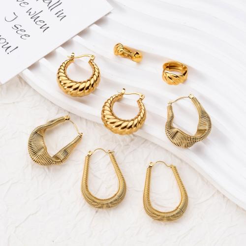 Stainless Steel Leverback Earring, 304 Stainless Steel, 18K gold plated, fashion jewelry & for woman, golden 