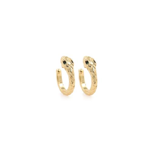 Cubic Zirconia Pendiente Brass Micro Pave, metal, Serpiente, chapado en color dorado, Joyería & micro arcilla de zirconia cúbica & para mujer, 15.2x14.8x5mm, Vendido por Par