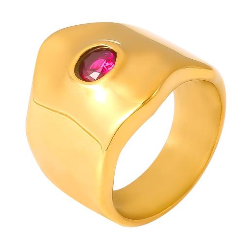 Bague en acier inoxydable Incrusté de zircon, Acier inoxydable 304, avec zircon cubique, Placage, bijoux de mode & normes différentes pour le choix & pour femme, plus de couleurs à choisir, Vendu par PC