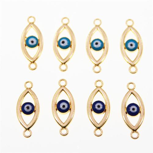 Evil Eye Schmuck Stecker, Zinklegierung, blöser Blick, goldfarben plattiert, DIY & Emaille & 1/1-Schleife, keine, 27x11x3mm, ca. 100PCs/Tasche, verkauft von Tasche