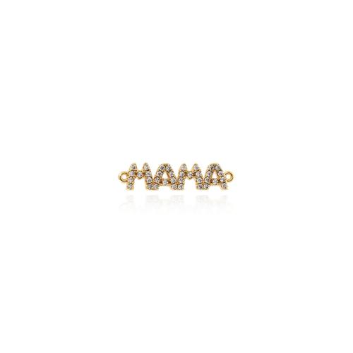 Cubic Zirconia Micro Pave Brass Connector, Alphabet Letter, gold color plated, DIY & micro pave cubic zirconia & 1/1 loop 