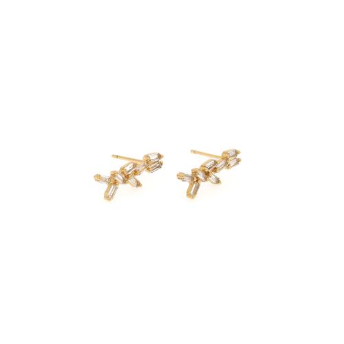 Cubic Zirconia Micro Pave Brass Earring, gold color plated, fashion jewelry & micro pave cubic zirconia & for woman 