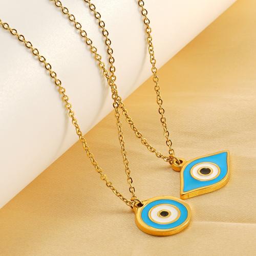 Evil Eye Jewelry Necklace, 304 Stainless Steel & for woman & enamel Approx 45 cm 