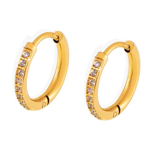 Acier titane boucle d'oreille cercle, bijoux de mode & pavé de micro zircon & pour femme, plus de couleurs à choisir Vendu par paire