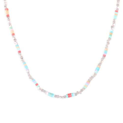 Acier inoxydable 304 collier, avec Pierre naturelle, avec 7cm chaînes de rallonge, bijoux de mode & pour femme, multicolore Environ 39 cm, Vendu par PC