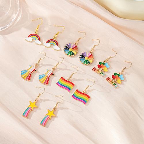 Enamel Zinc Alloy Drop Earring, gold color plated & for woman 