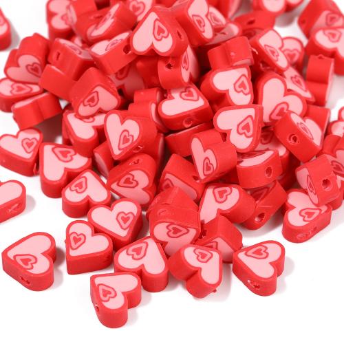 Polymer Clay Jewelry Beads, Heart, DIY, red Approx 1.5mm 