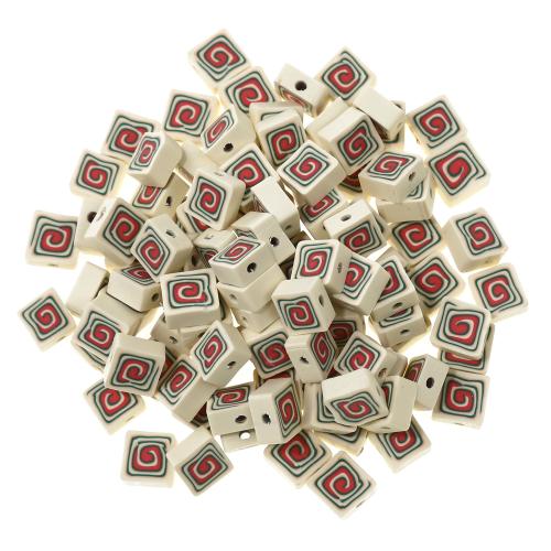 Polymer Clay Jewelry Beads,  Square, DIY, beige Approx 1.5mm 