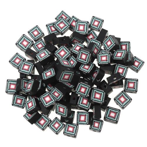 Polymer Clay Jewelry Beads,  Square, DIY, black Approx 1.5mm 