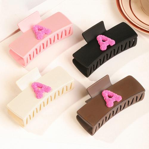 Hair Claw Clips, Plastic, with PU Leather, Square, handmade & for woman 