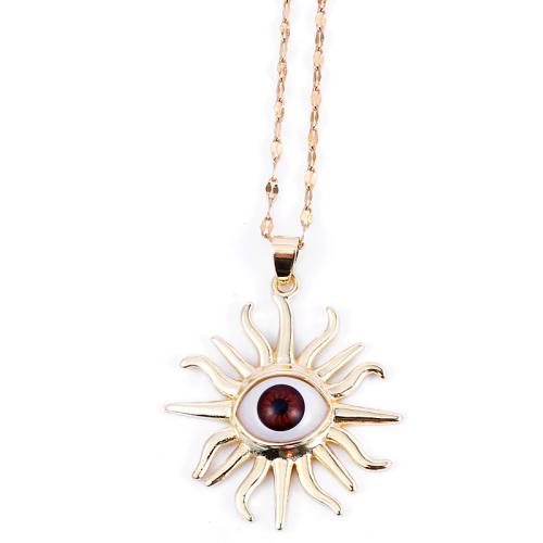 Evil Eye Jewelry Necklace, Brass, with Plastic, with 5CM extender chain, gold color plated, for woman Approx 40 cm 