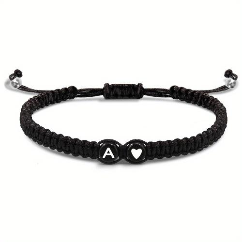 Acrylic Bracelets, with Polyester Cord, Unisex black 