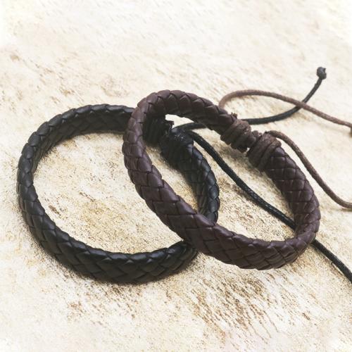 PU Schnur Armbänder, PU Leder, mit Wachsschnur, unisex, keine, Länge:19 cm, verkauft von PC