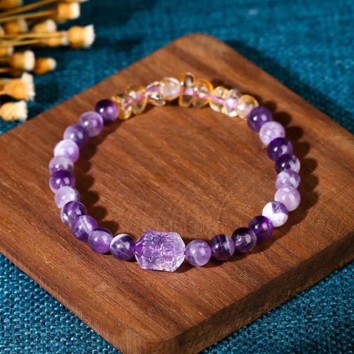 Amethyst Bracelet, handmade, folk style & for woman Approx 6-8 Inch [