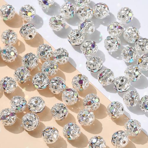 Rhinestone Zinc Alloy Beads, DIY  & with rhinestone, silver color [