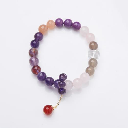 Quartz Bracelets, Amethyst, with Purple Phantom Quartz, handmade, fashion jewelry & for woman Approx 14-16 cm [