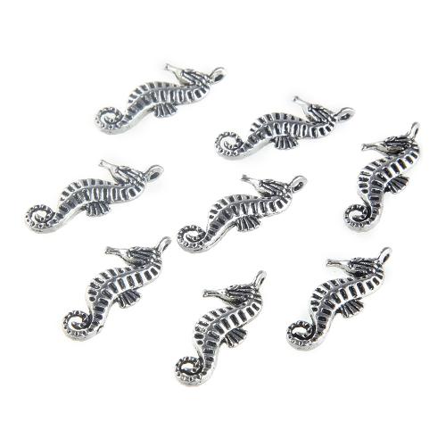 Colgantes Animales de Aleación de Zinc, Caballito de mar, chapado en color de plata, Bricolaje, plateado, 22x9mm, 10PCs/Bolsa, Vendido por Bolsa