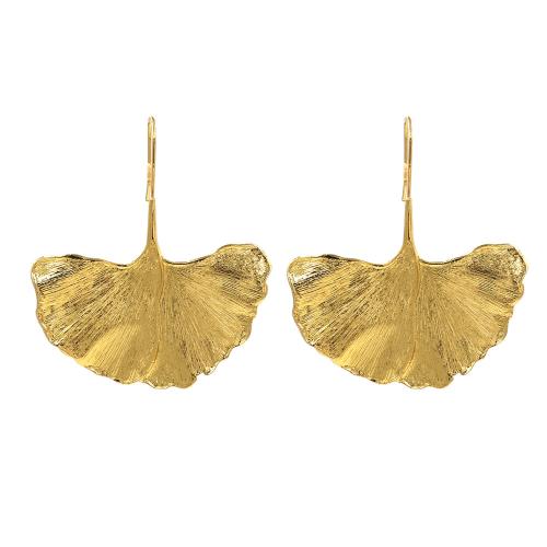 Zinc Alloy Drop Earring, Ginkgo Leaf, plated, for woman, gold [