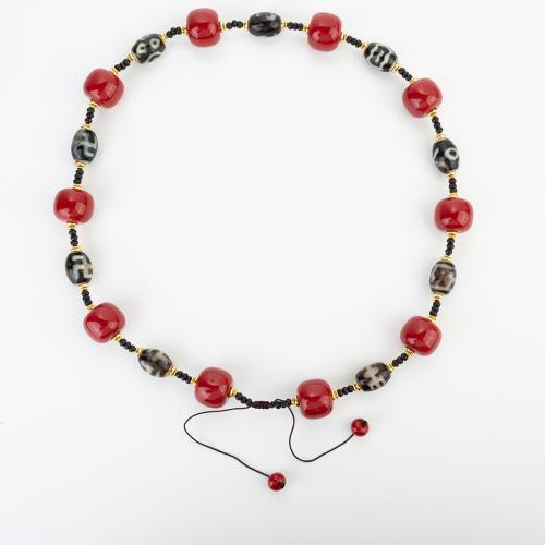 Synthetische Koralle Halskette, mit Messing, Folk-Stil & unisex, beads size 22x19mm, Länge:ca. 900 Millimeter, verkauft von PC