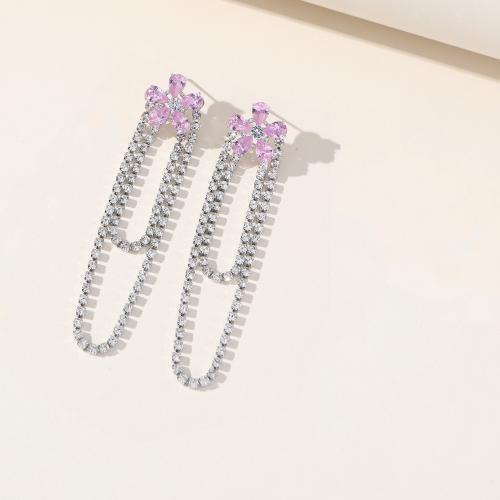 Cubic Zircon (CZ) Drop Earring, Zinc Alloy, fashion jewelry & micro pave cubic zirconia & for woman 