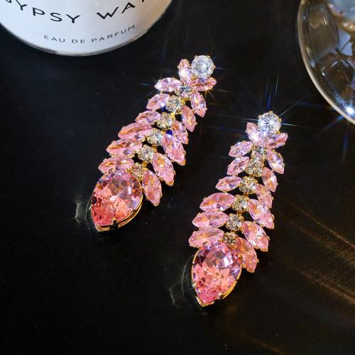 Zinc Alloy Rhinestone Drop Earring, fashion jewelry & for woman & with rhinestone [