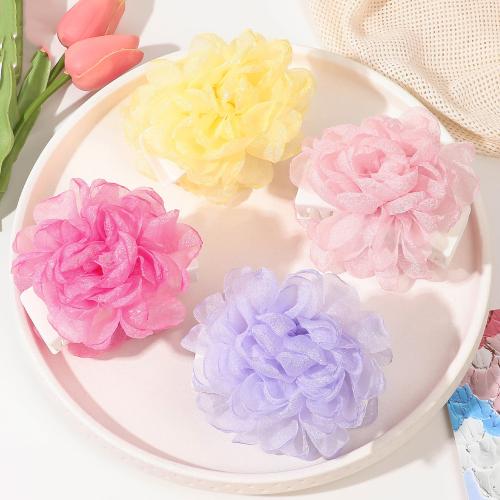 Hair Claw Clips, Plastic, with Gauze, Flower, handmade, for woman 