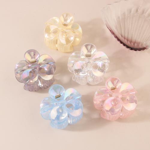 Hair Claw Clips, Plastic, Flower, AB color plated, for woman & hollow 