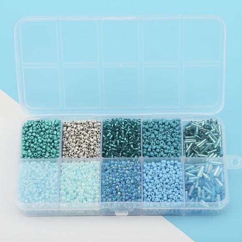 Mixed Glass Seed Beads, with Plastic Box, colorful plated, DIY & 10 cells 