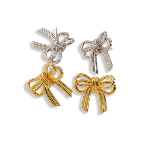 Stainless Steel Stud Earring, 304 Stainless Steel, Bowknot, Vacuum Ion Plating, fashion jewelry & for woman [