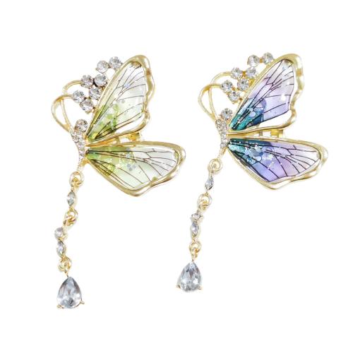 Rhinestone Zinc Alloy Brooch, Butterfly, plated, fashion jewelry & with rhinestone [