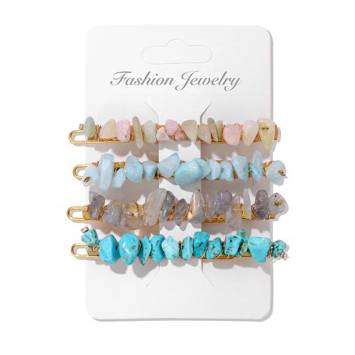 Gemstone Chip Bracelets, Zinc Alloy, with Natural Gravel, handmade, 4 pieces & for woman 