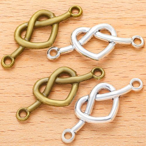 Zinc Alloy Charm Connector, Heart, plated, DIY & 1/1 loop & hollow [