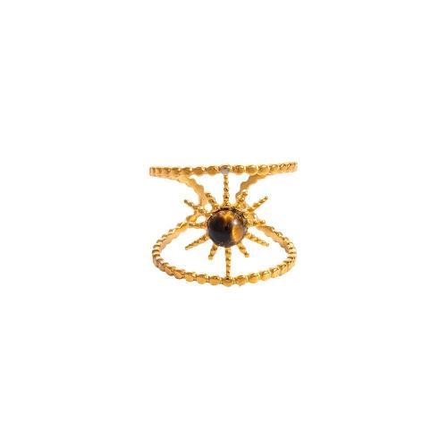 acero inoxidable 304 Anillo de dedo Cuff, con Piedras preciosas, Patrón Geométrico, 18K chapado en oro, diferentes estilos para la opción & para mujer & hueco, tamaño:6-8, Vendido por UD