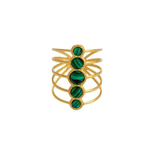 acero inoxidable 304 Anillo de dedo Cuff, con Piedra natural, 18K chapado en oro, para mujer & hueco, más colores para la opción, tamaño:6-8, Vendido por UD