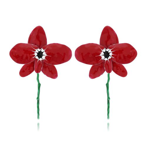 Enamel Zinc Alloy Drop Earring, with Iron, fashion jewelry & for woman, red 